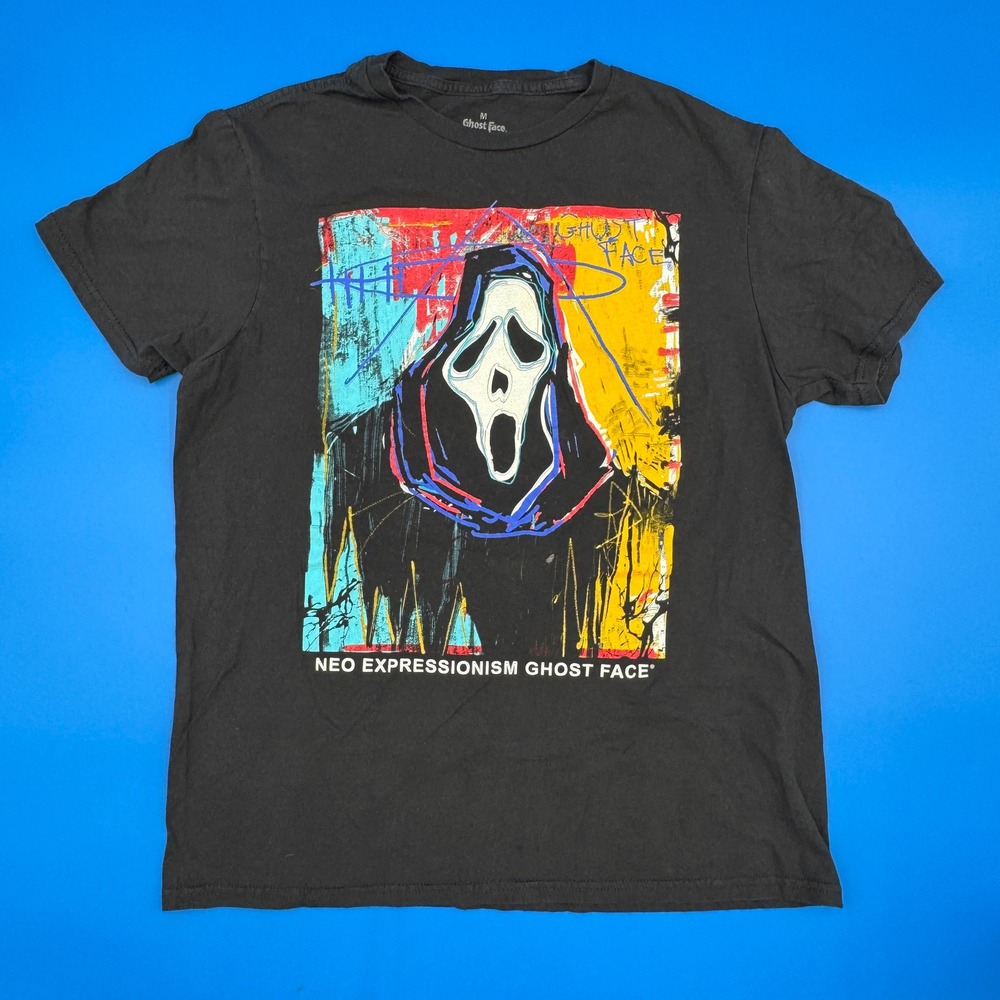 Ghost Face Neo Expressionism Graphic Tee Black Medium Horror Movie